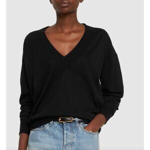 Tom Ford Black Ultra Thin V-Neck Long Sleeve Cashmere Silk Blend Sweater S
